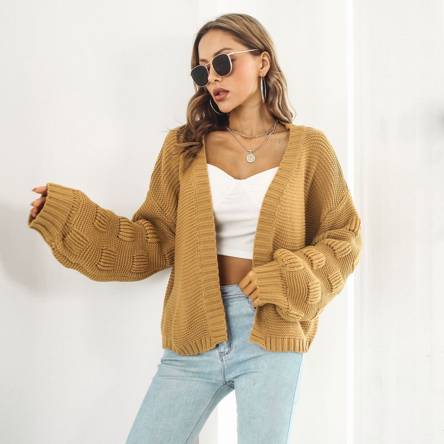 3x Puffy Sleeve Cardigan