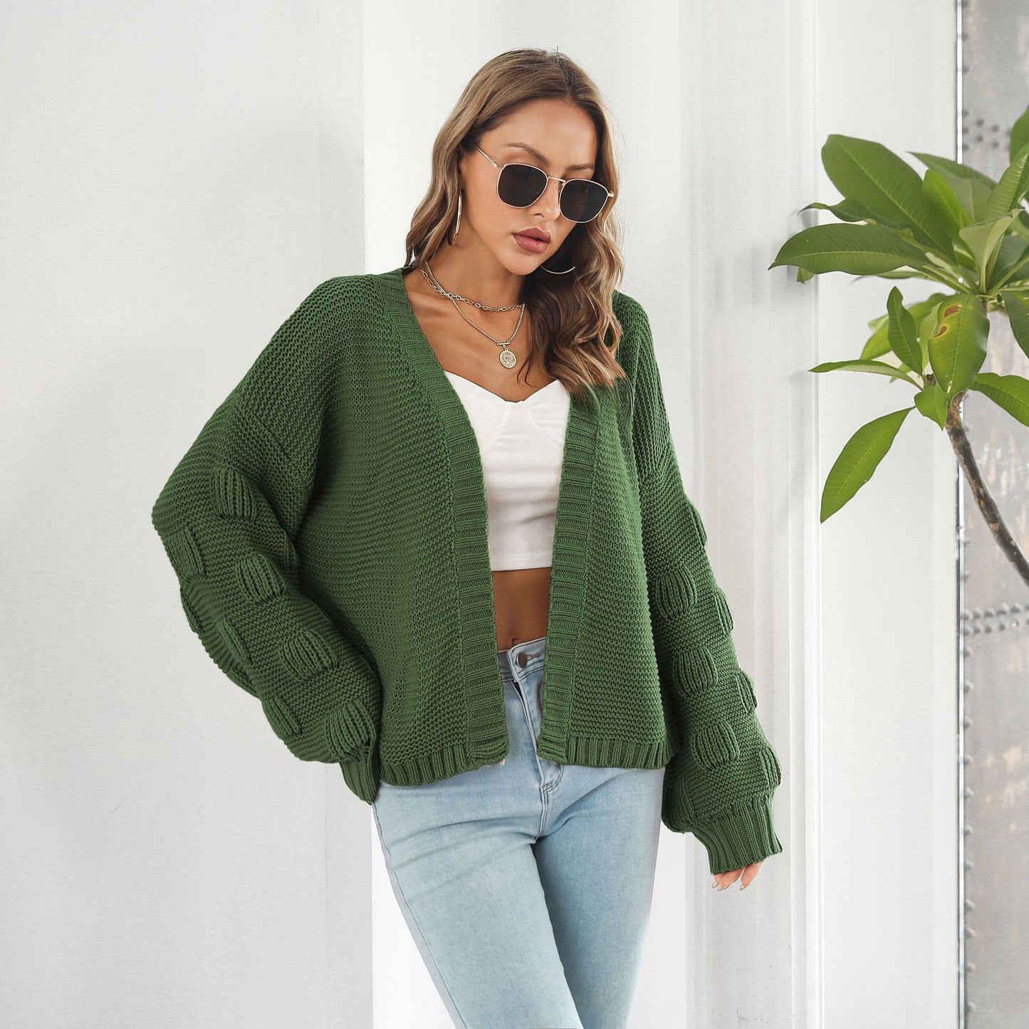 Puffy Sleeve Cardigan