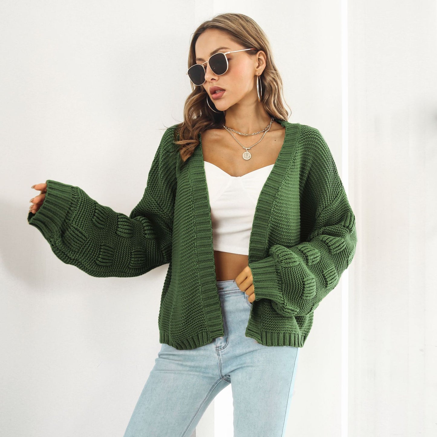 Puffy Sleeve Cardigan