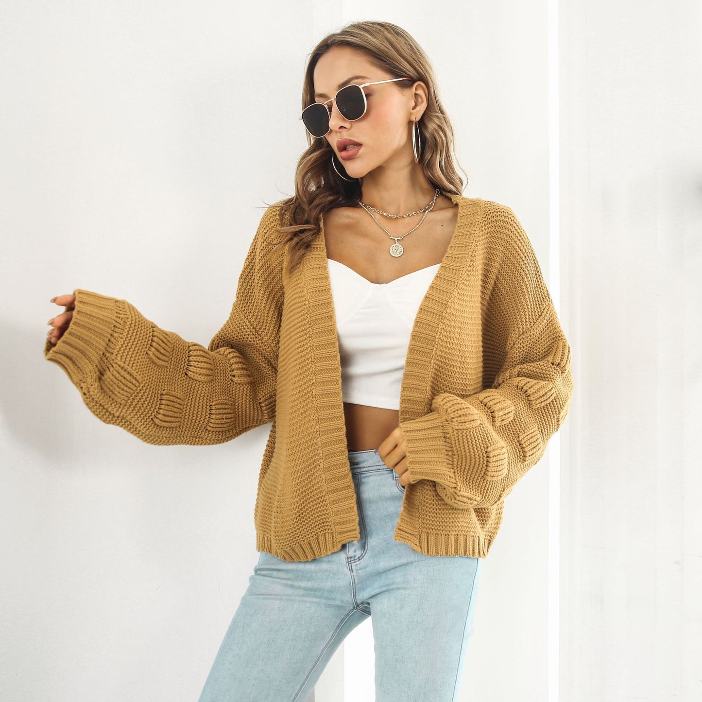 Puffy Sleeve Cardigan