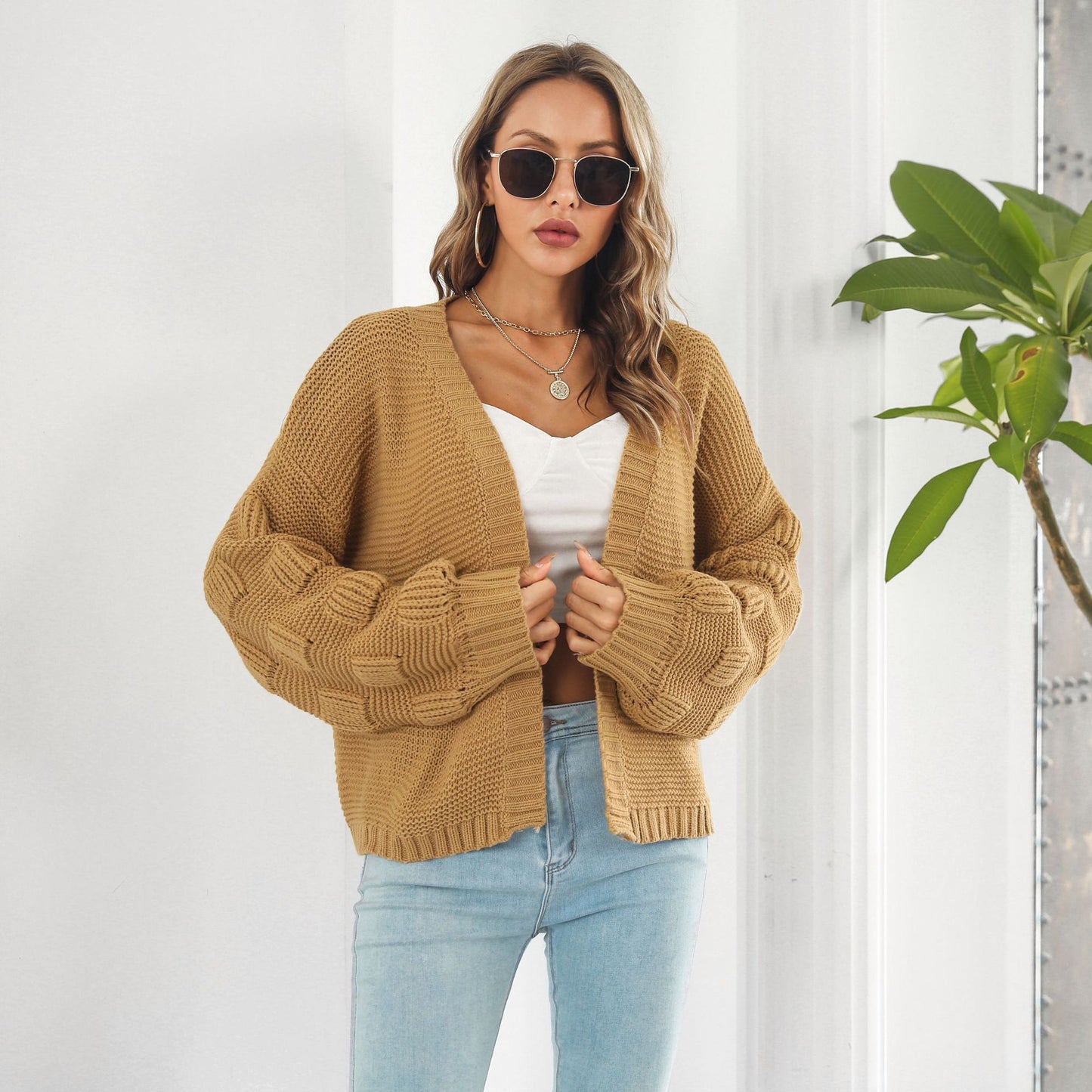 Puffy Sleeve Cardigan